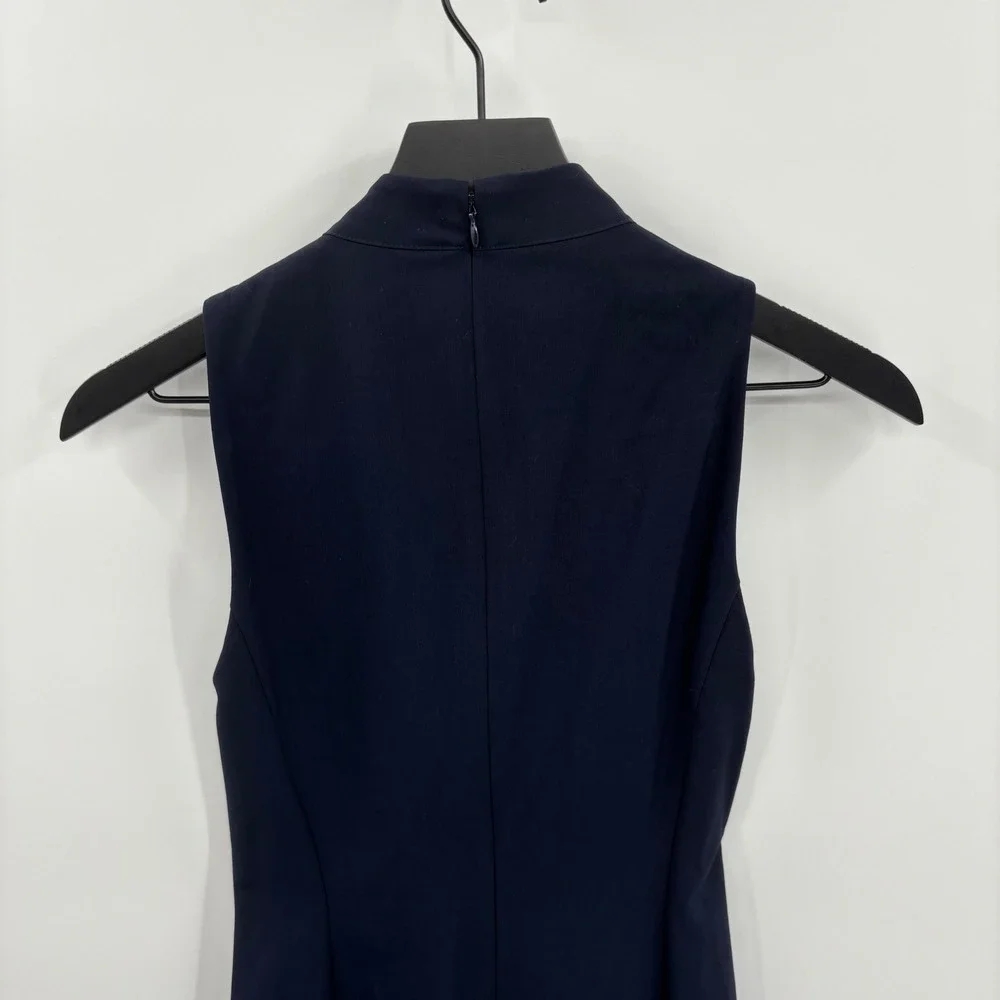 Rachel Rachel Roy Navy Blue Mock Neck Draped Ruffle Sheath Dress‎ Size 0
